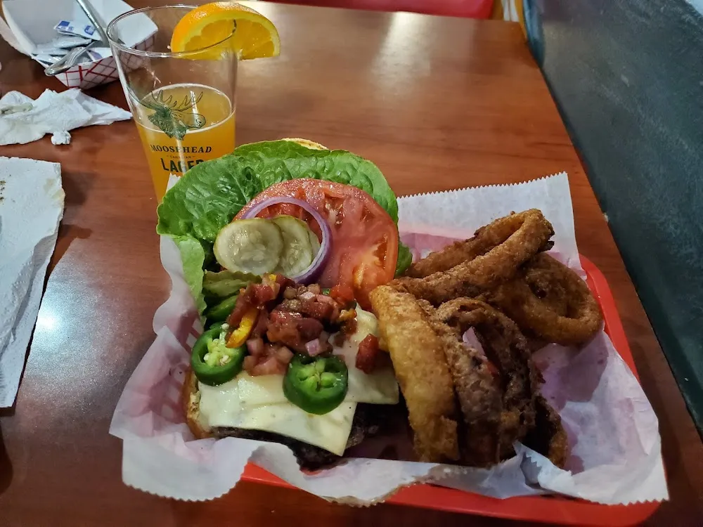 Tijuana Burger with Onion Rings